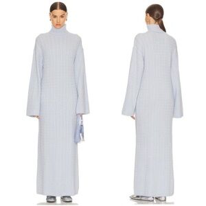 Helsa Shai Cable Knit Maxi Dress Pale Blue NWT